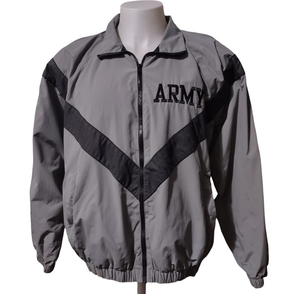 US ARMY PT Jacket IPFU Physical Fitness Uniform Jacket Men's Medium Regular Gray
